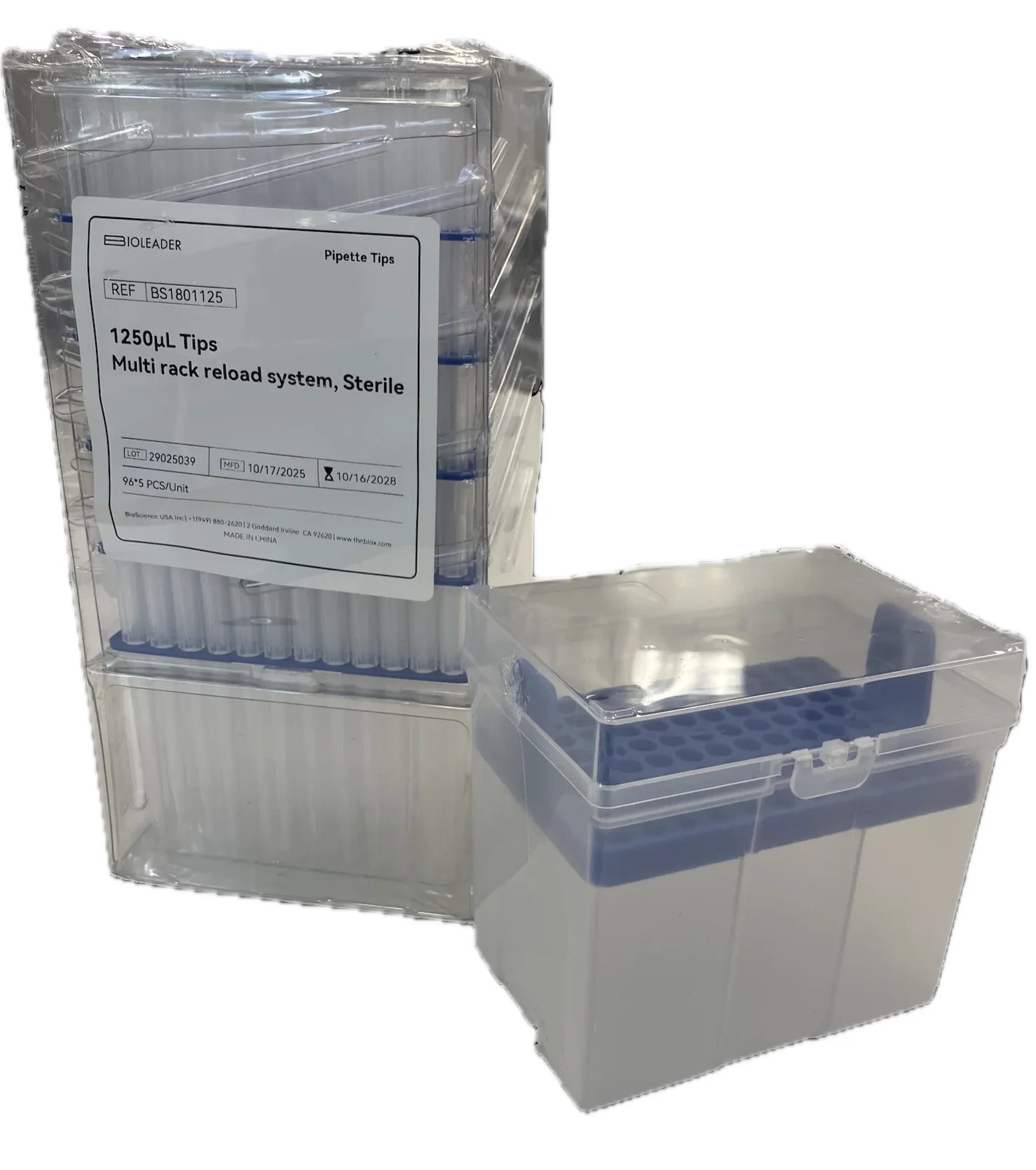 Pipette Tips - BioLeader BS1801125 - 1250uL Tips Multi rack reload system, Sterile