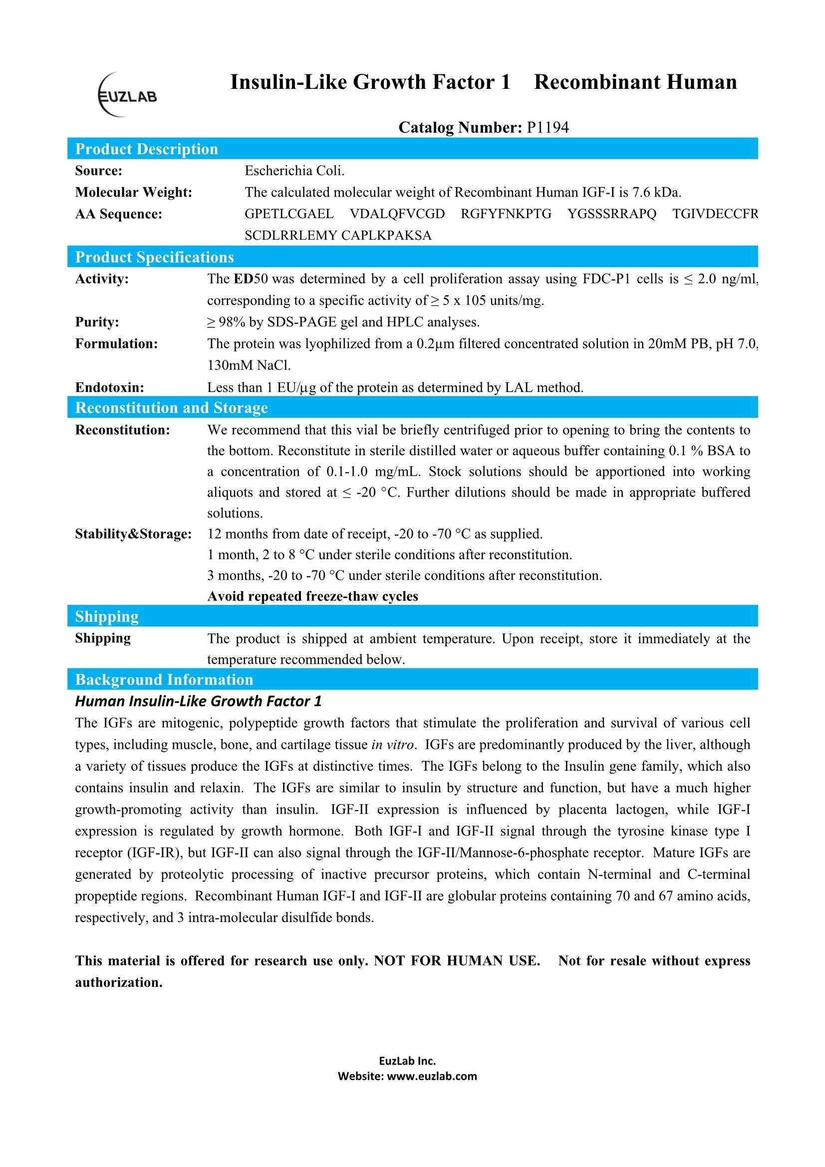 P1194 Recombinant Human IGF-I